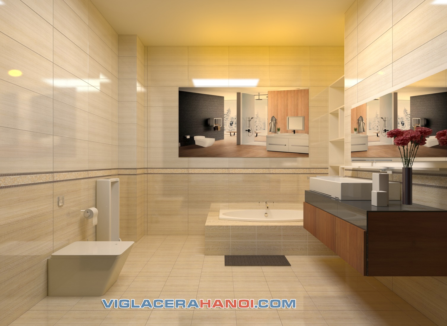 Phối cảnh Gạch ốp tường Viglacera KT3602 (30 x 60 cm)