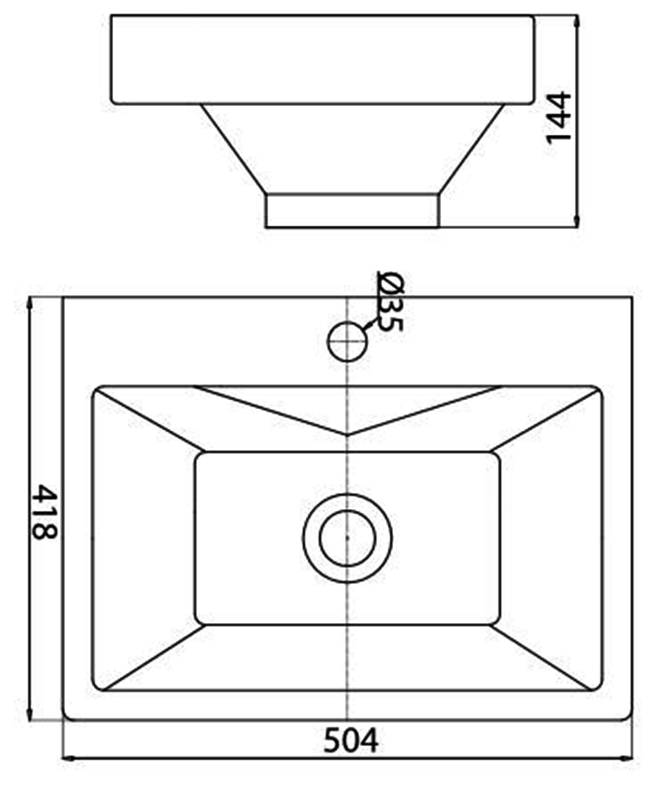 Bản vẽ kỹ thuật Chậu rửa mặt dương bàn Viglacera CD3