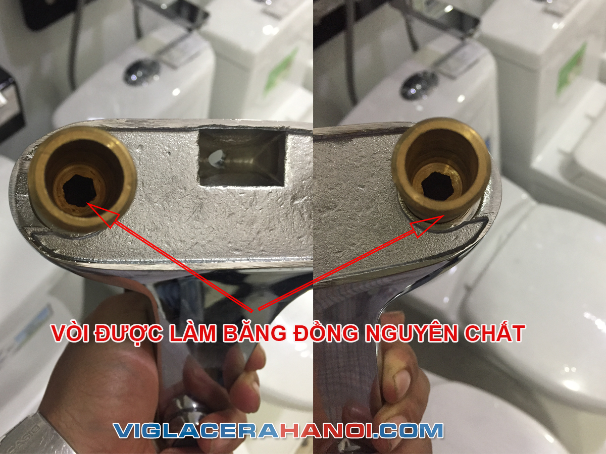 Chân vòi Viglacera thể thiện rõ chất liệu bằng đồng Chân vòi Viglacera thể thiện rõ chất liệu bằng đồng